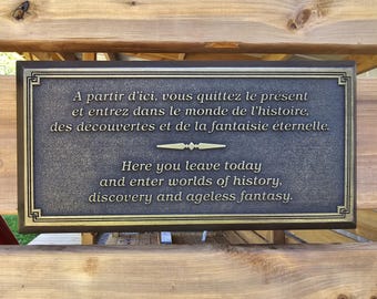Paris Disneyland entrance plaque here you leave today