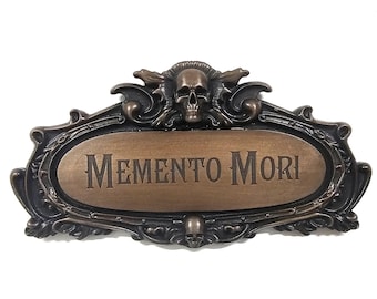 memento mori skull Plaque address sign Halloween haunted mansion