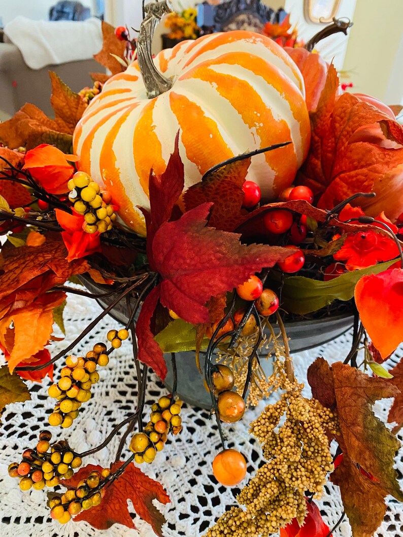 Fall Pumpkin Centerpiece Fall Home Decor Fall Wedding Decor Etsy