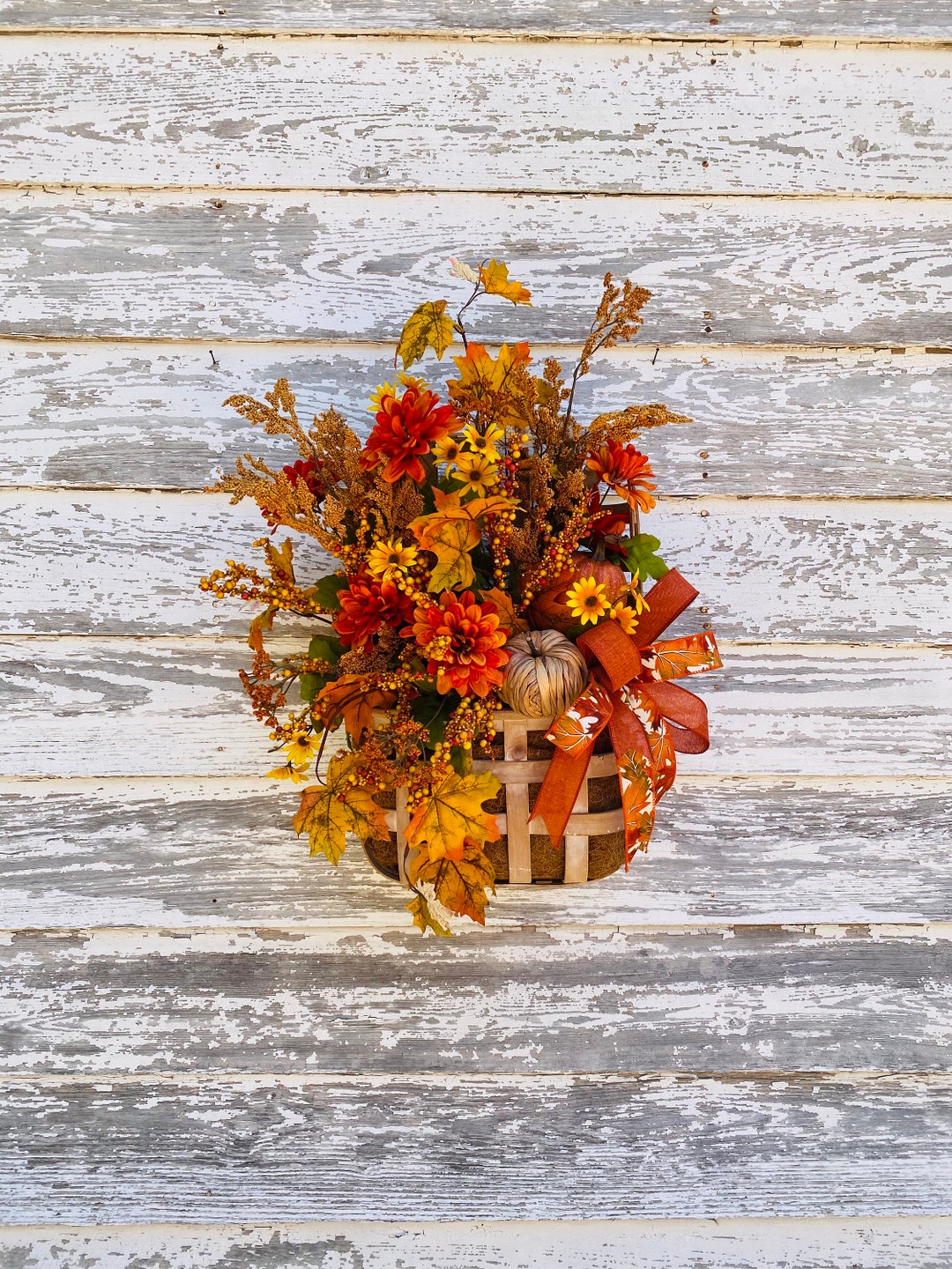 Fall Tobacco Basket Wreath, Fall Farmhouse Basket Wreath, Fall Decor