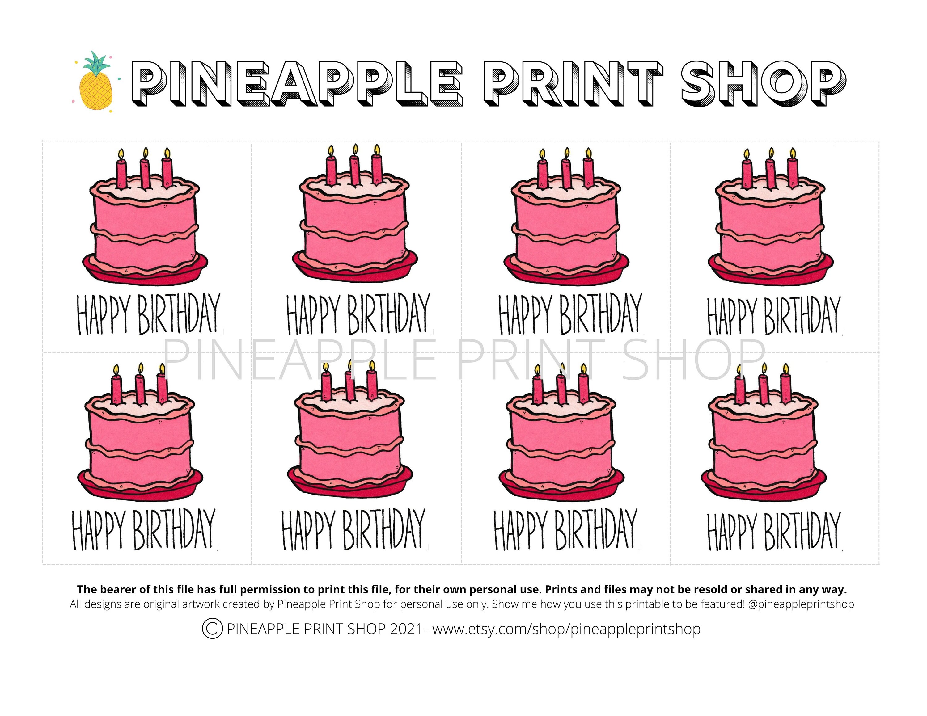 Printable Happy Birthday Gift Tags, Cookie Tags, Cookie Printables, Girly Gift Tags, Birthday Present, Clever, Cute