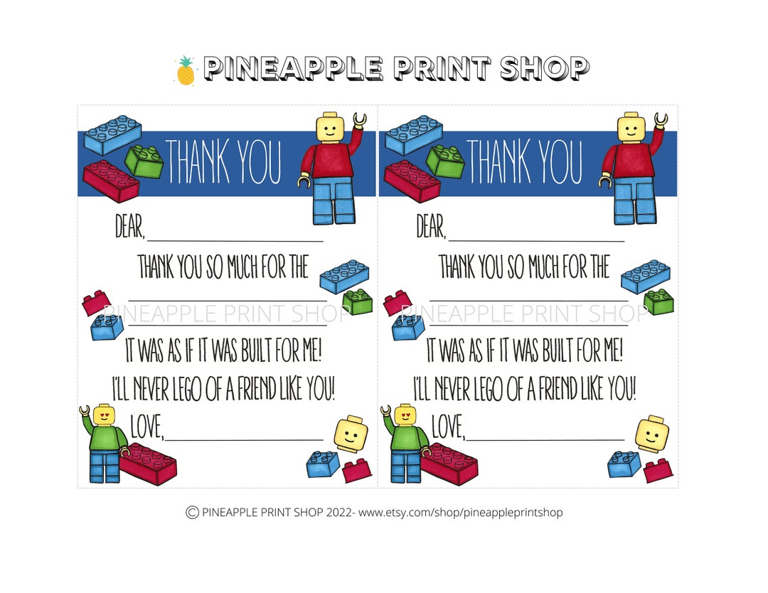 Printable Kids Thank You Card, Building Blocks, Punny Fill in the Blank ...