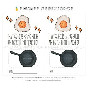 Merci d’être une carte-cadeau Eggcellent Teacher imprimable, Amateur de brunch, Merci cadeau d’enseignant, Printemps, Punny, Intelligent, Mignon