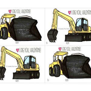 I Dig You, Valentine Cookie Card, 3.5x5 Cookie Box Backer, Vday, Excavator, Trucks, Vday Card, Cookie Printable, Punny, Clever, Cute
