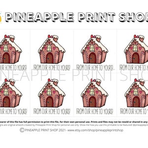 From our Home to yours Gift Tags Printable, Gingerbread House, Christmas Gifting, Baked Goods, Holiday Tags, Digital Download