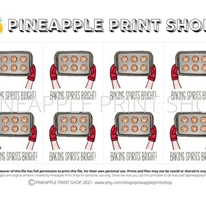 Baking Spirits Bright Gift Tags, 2.5x2.5, Christmas Tags, Printable, Digital Download, Baked Goods, Holiday Tags, Punny, Clever, Cute