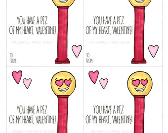 Pez Valentine's Day Cards Printable: Punny Kids Vday Gift (Digital Download)