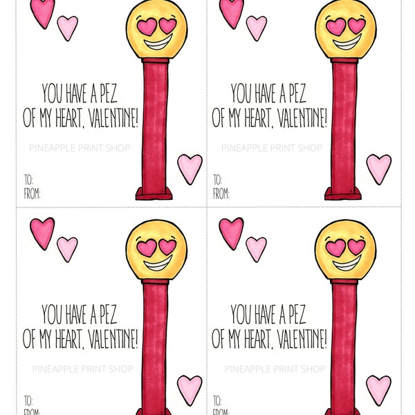 Pez Candy Valentinstag Karten druckbare, digitaler Download Vday Geschenk, Kinder Valentines, Punny, clever, niedlich