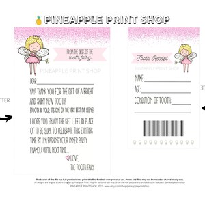 Carta y recibo del Hada de los Dientes, Tarjetas imprimibles, Primer diente perdido, Cuatro opciones disponibles, Nota del Hada de los Dientes, Punny, Inteligente, Lindo