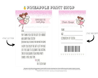 Printable Tooth Fairy Letter and Receipt Set (Digital Download)