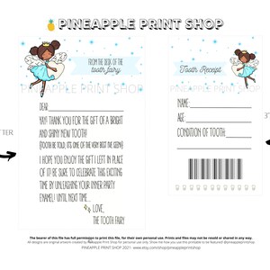 Lettre et reçu de fée des dents, cartes imprimables, première dent perdue, quatre options disponibles, note de fée des dents, Punny, intelligent, mignon