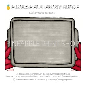 Cookie Box Backer Printable, includes both 4.75x6.5 and 5.5x7.5 sized printable cookie box backers, cookie sheet, instant download