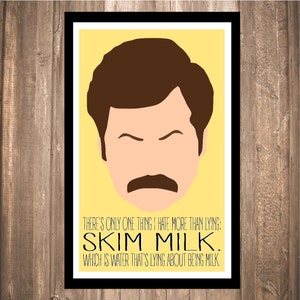 INSTANT DOWNLOAD - Ron Swanson &quot;Skim Milk&quot; Print
