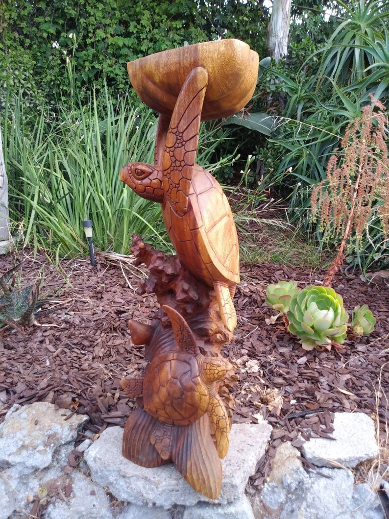 Tropical Nautical Dolphin Wood Carving Statue Island Decor,Tiki Bar 20/" tall