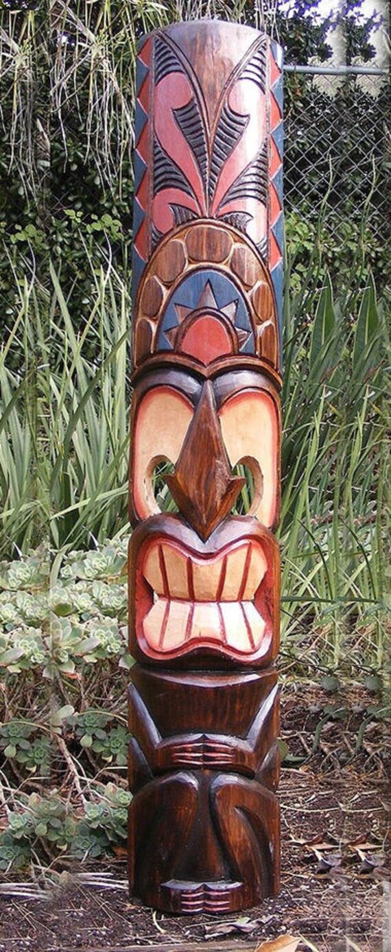 Tribal Full Body Tiki Wood Mask Patio Tropical Bar Wall Decor