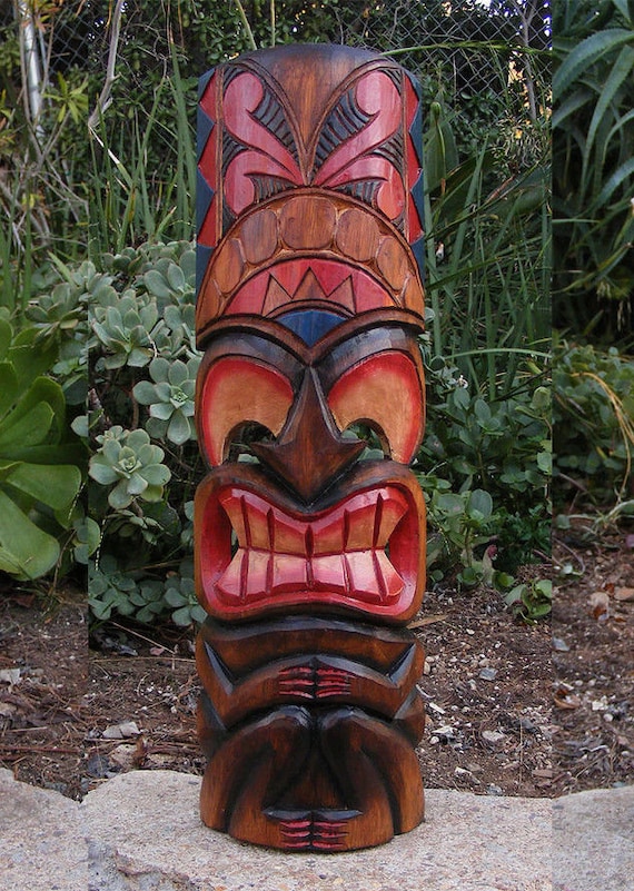Tribal Tiki Bar Ku Hawaiian Style Wood Mask Wall Patio Tropical Bar Decor 60/"