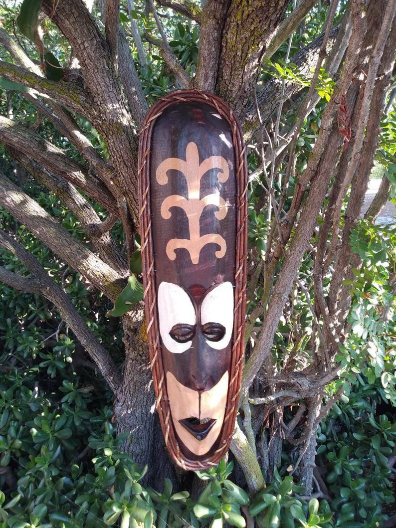 TRIBAL TIKI en Bois Mur Masque Patio Tropical Bar Décor 20/" Man Cave