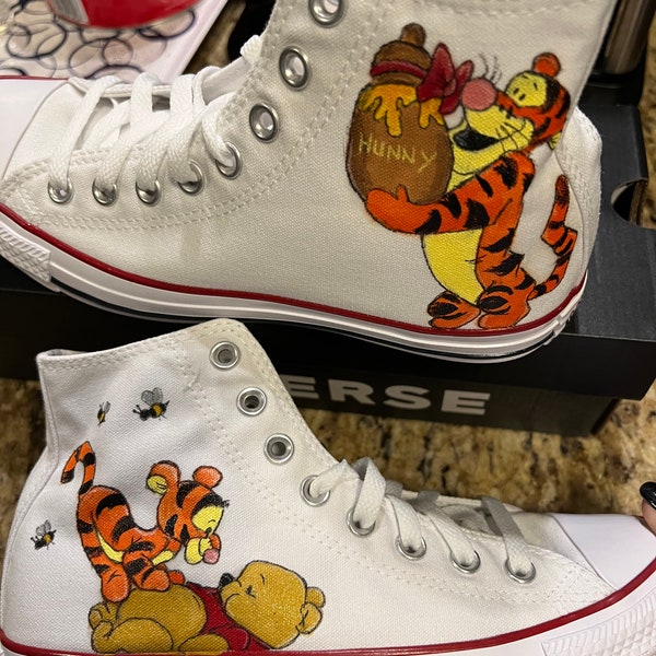 Custom painted Converse High Tops inspired by Disney's Winnie the Pooh!