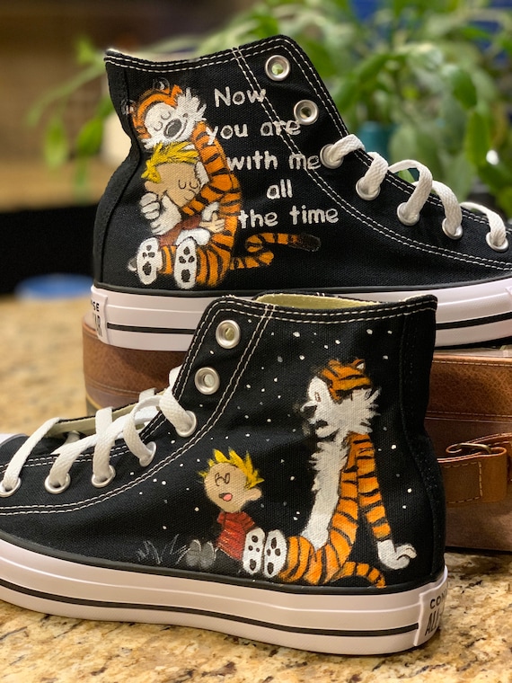 Custom Painted Converse Inspired by Calvin and Hobbes 