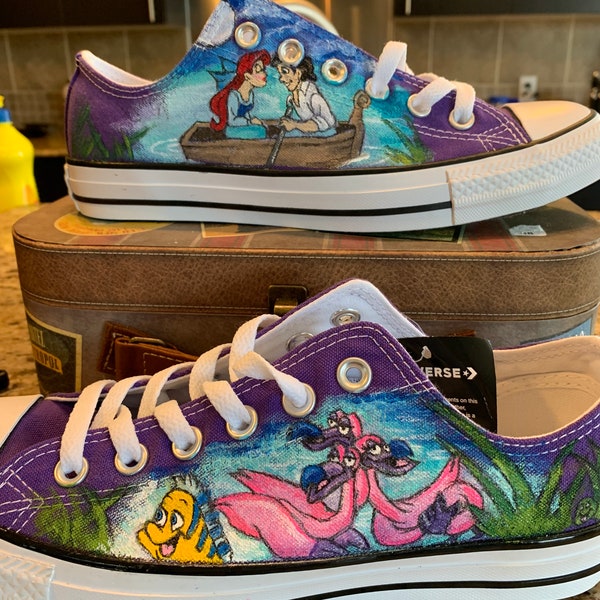 Custom Painted Converse Low Tops inspired by Disney’s The Little Mermaid