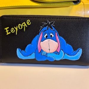 Portefeuille en cuir végétalien peint personnalisé inspiré de Winnie l'ourson de Disney