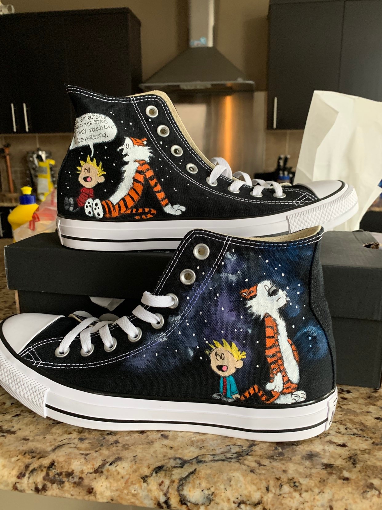 Custom Painted Converse Inspired by Calvin and Hobbes Etsy