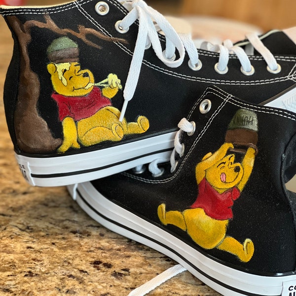 Custom painted Converse inspired by Disney's Winnie The Pooh