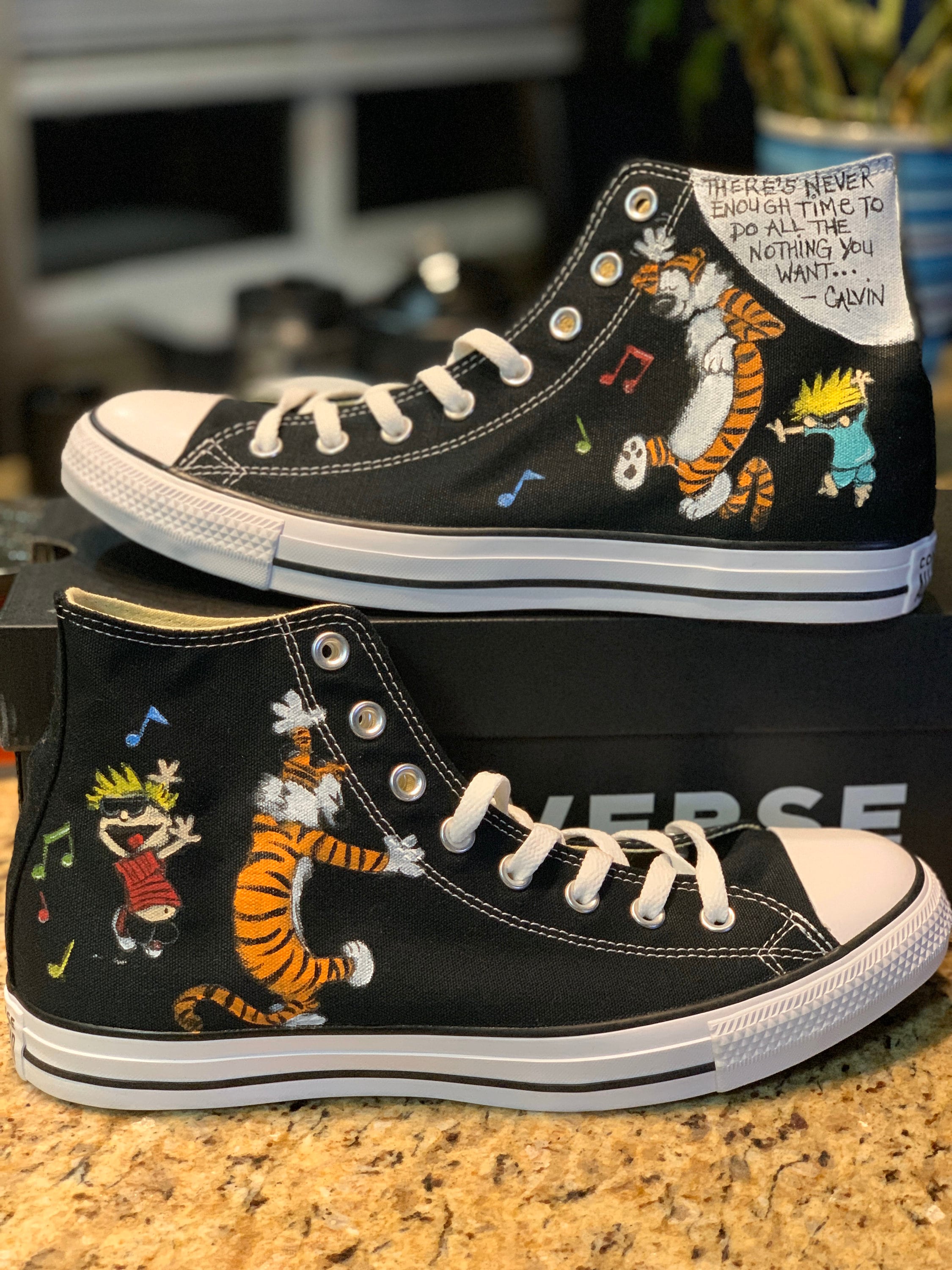 Custom Painted Converse Hi-tops INSPIRED by Calvin and Hobbes - Etsy Custom Painted Converse Hi-tops INSPIRED by Calvin and Hobbes - Etsy