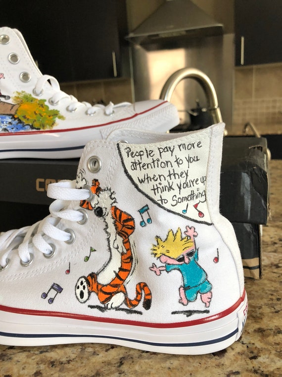 Custom Painted Converse Inspired by Calvin and Hobbes 