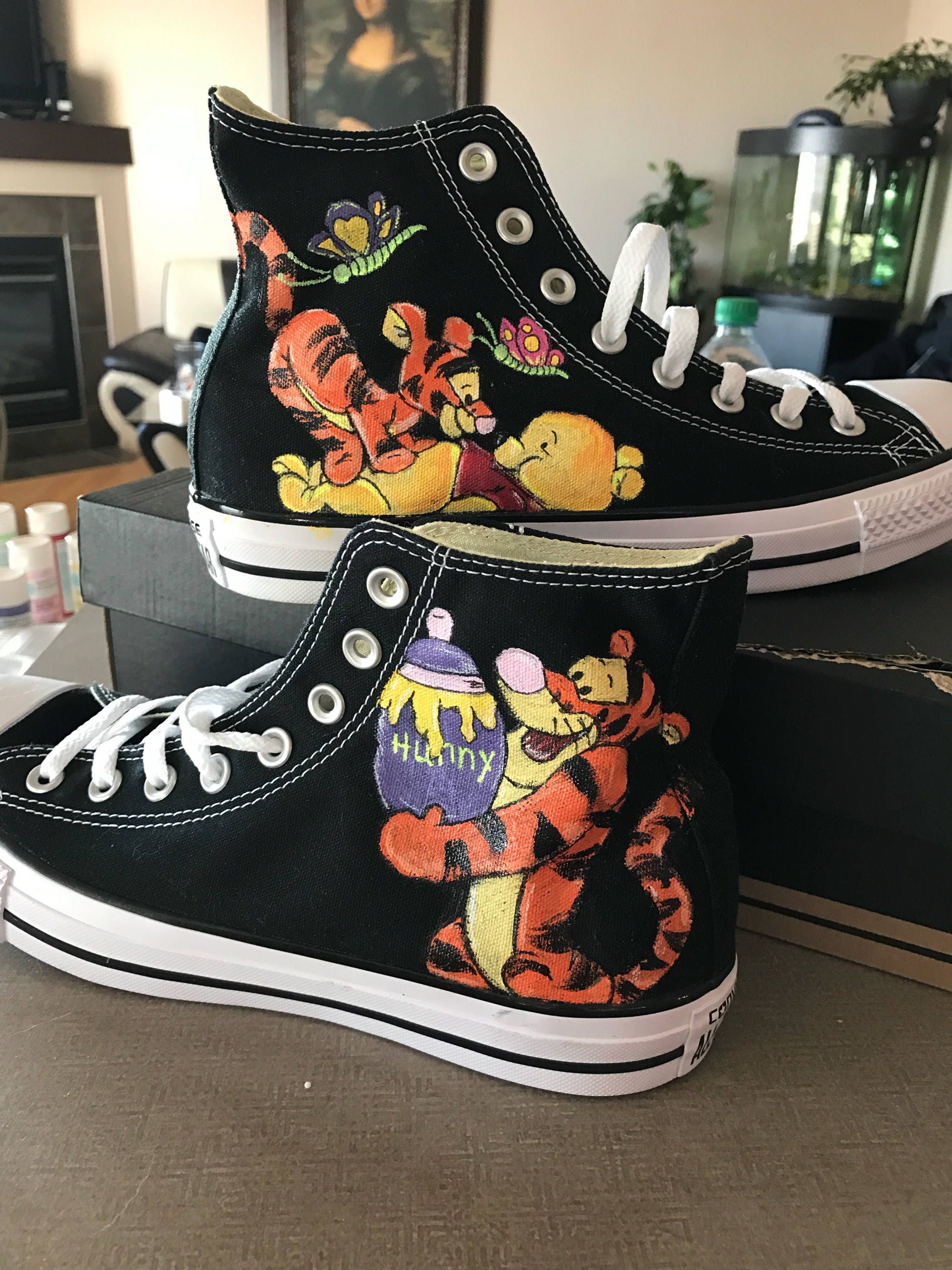 Custom Painted Converse High Tops Inspired by Disney s Winnie the Pooh Etsy
