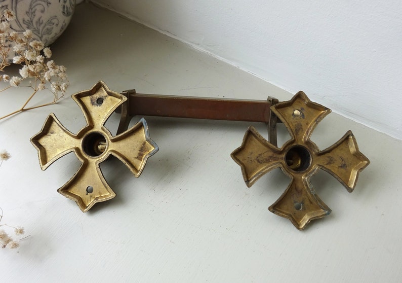 Vintage Brass Drawer Handles, Set of Four Large Gothic Drawer Pulls