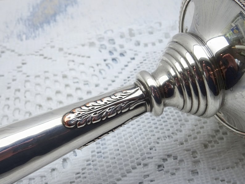 hammered silver silver plate candle holder Round base Georgian style 19th century candlestick holder Victorian silver plated candlestick