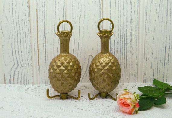 Antique Chandelier Hooks Pair Brass And Plaster Pineapple Etsy