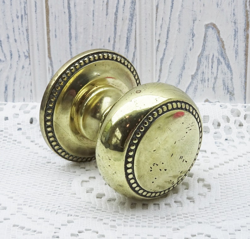 Vintage Brass Door Pull Large Round Beaded Brass Centre Door Etsy