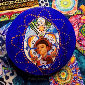 Cosmic Queen Hand Painted Collage Art Box