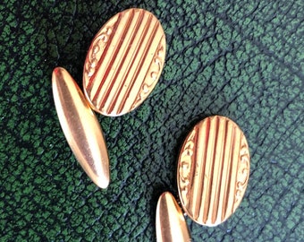 Vintage Gold-Plated Cufflinks with Chased Detail