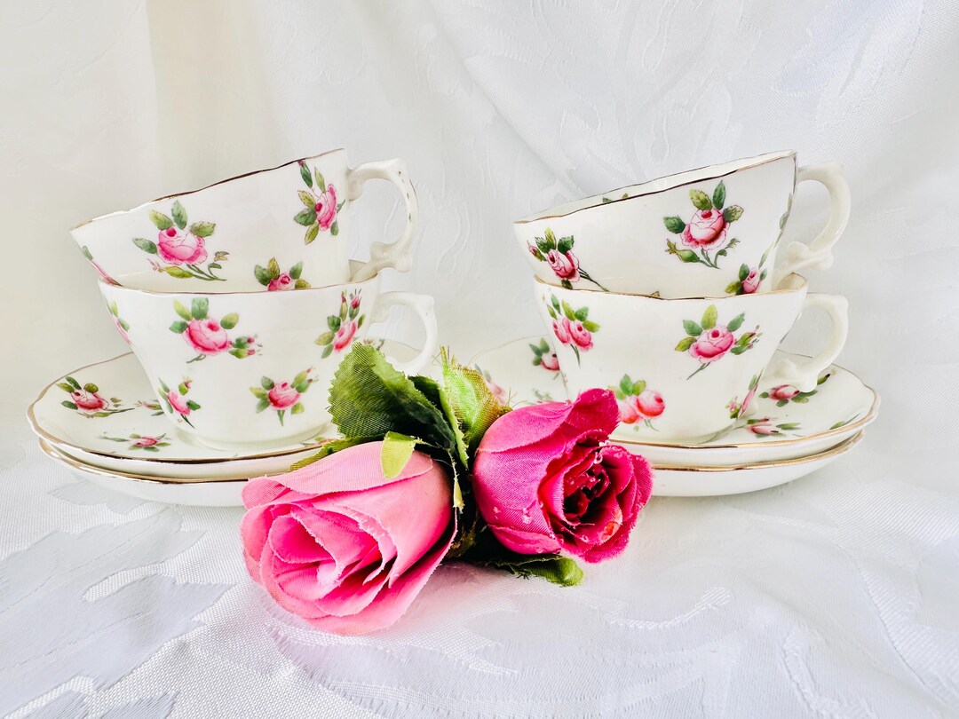 Vintage Hammersley Bone China Tea Set: Hand-painted Pink Roses