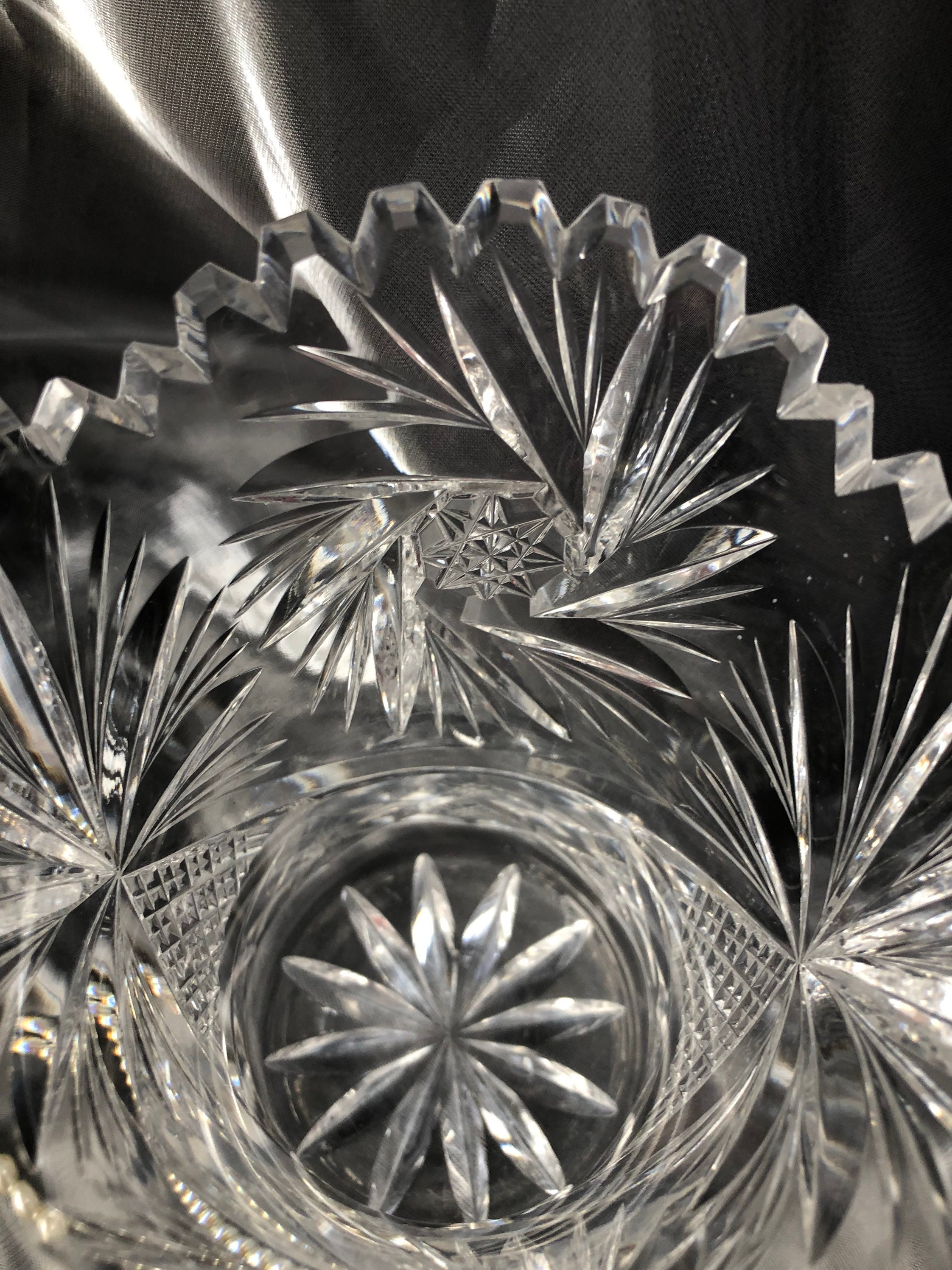 A vintage Bohemian lead crystal cut glass vase featuring Etsy