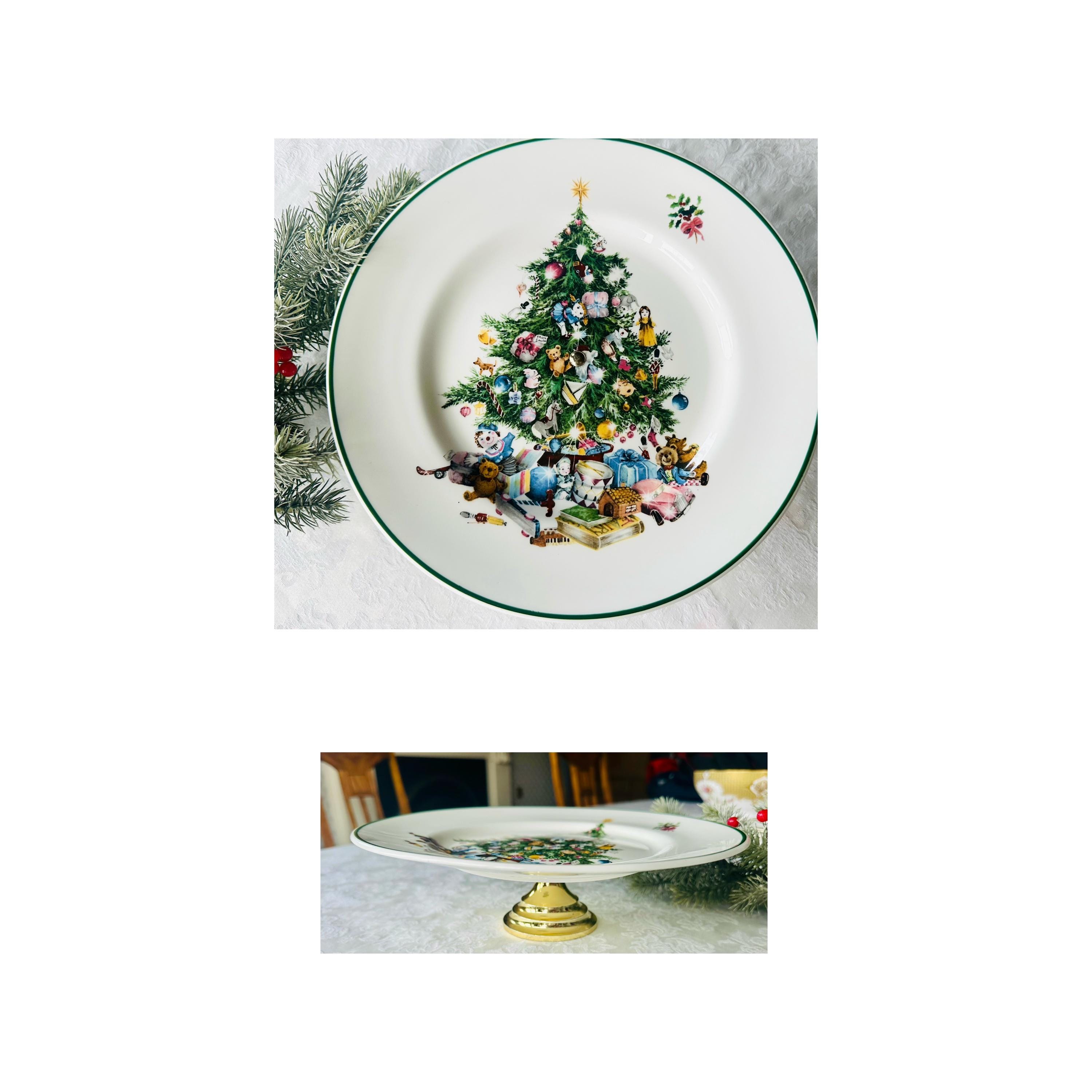 ヴィンテージクリスマスケーキスタンド：「シーズンズグリーティング