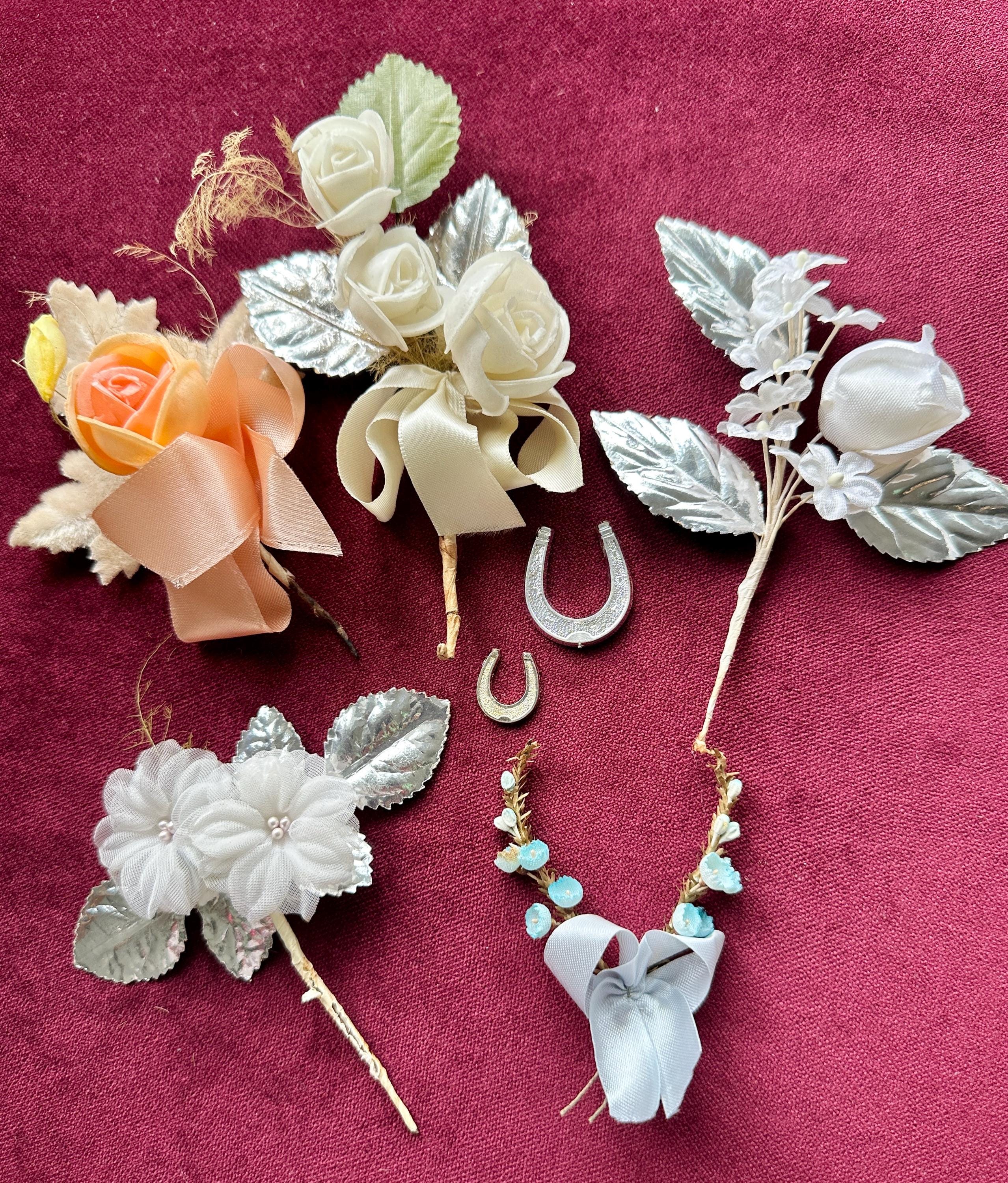 Vintage Silk Rose Cake Topper: Silver Leaf Wedding Decoration, 1960s - Etsy