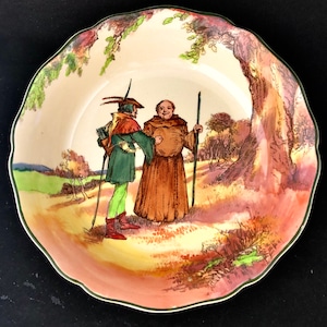 A very collectible Royal Doulton ‘Under the Greenwood Tree’ Series ‘Friar Tuck Joins Robin Hood’ Leeds Dish. c1930