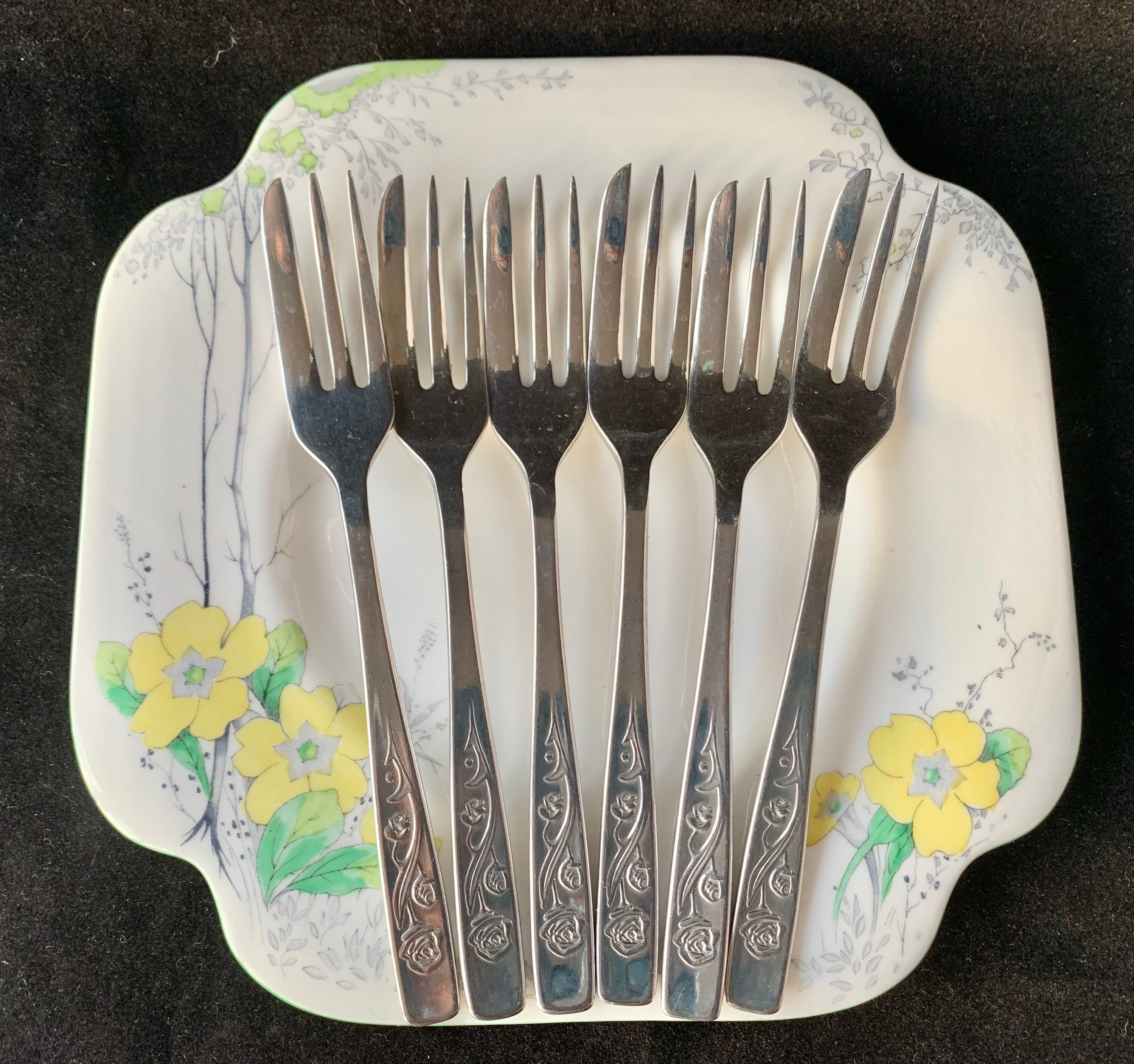 Table Forks,Stainless Arthur Price Set of Six Arthur Price " Sherwood Rose " Mason Side 