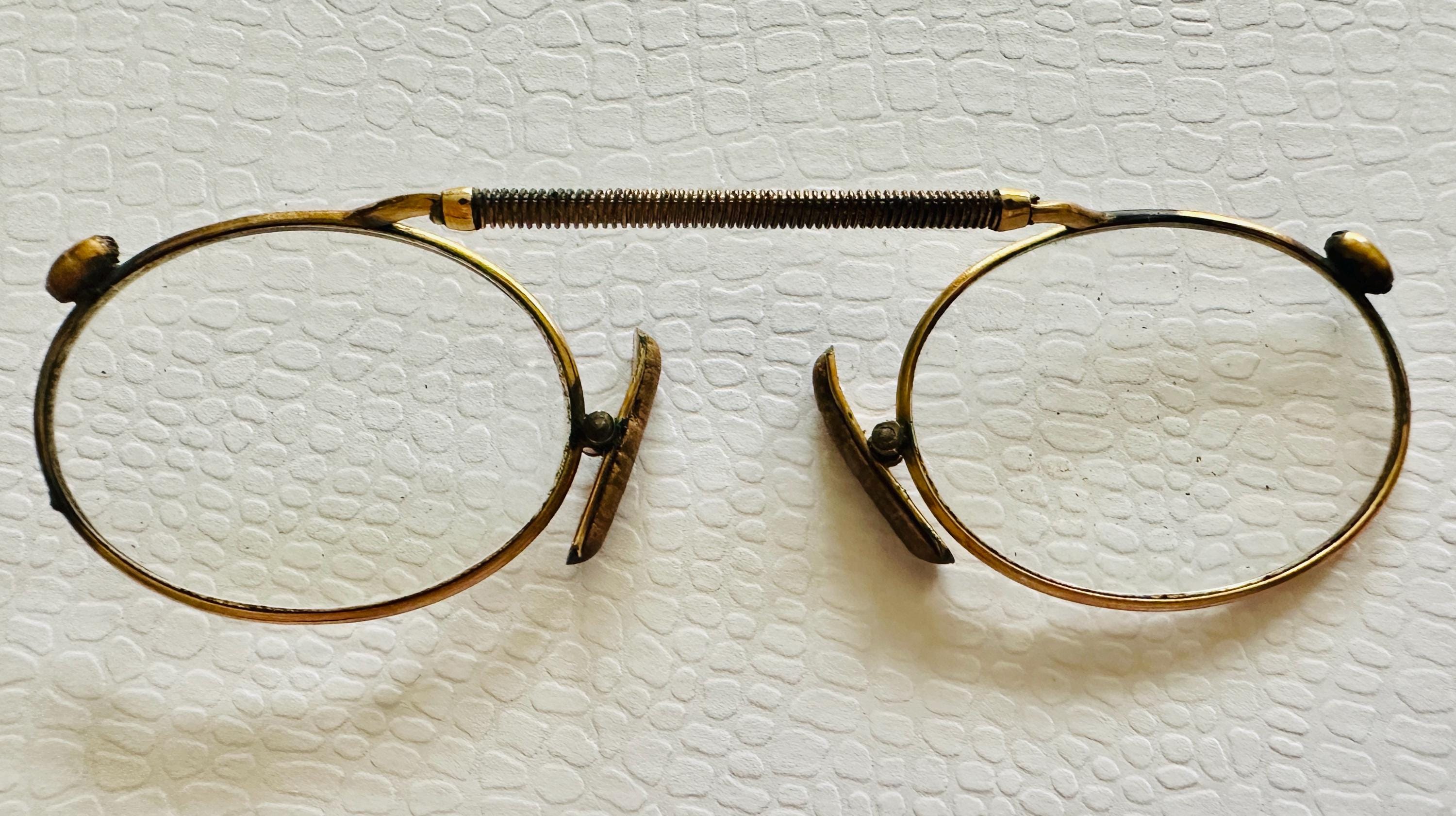フランス✳︎アンティーク　鼻眼鏡　二重焦点レンズ　老眼鏡　ケース無し アンティークのビクトリア朝風鼻眼鏡（オリジナルケース付き）、1890