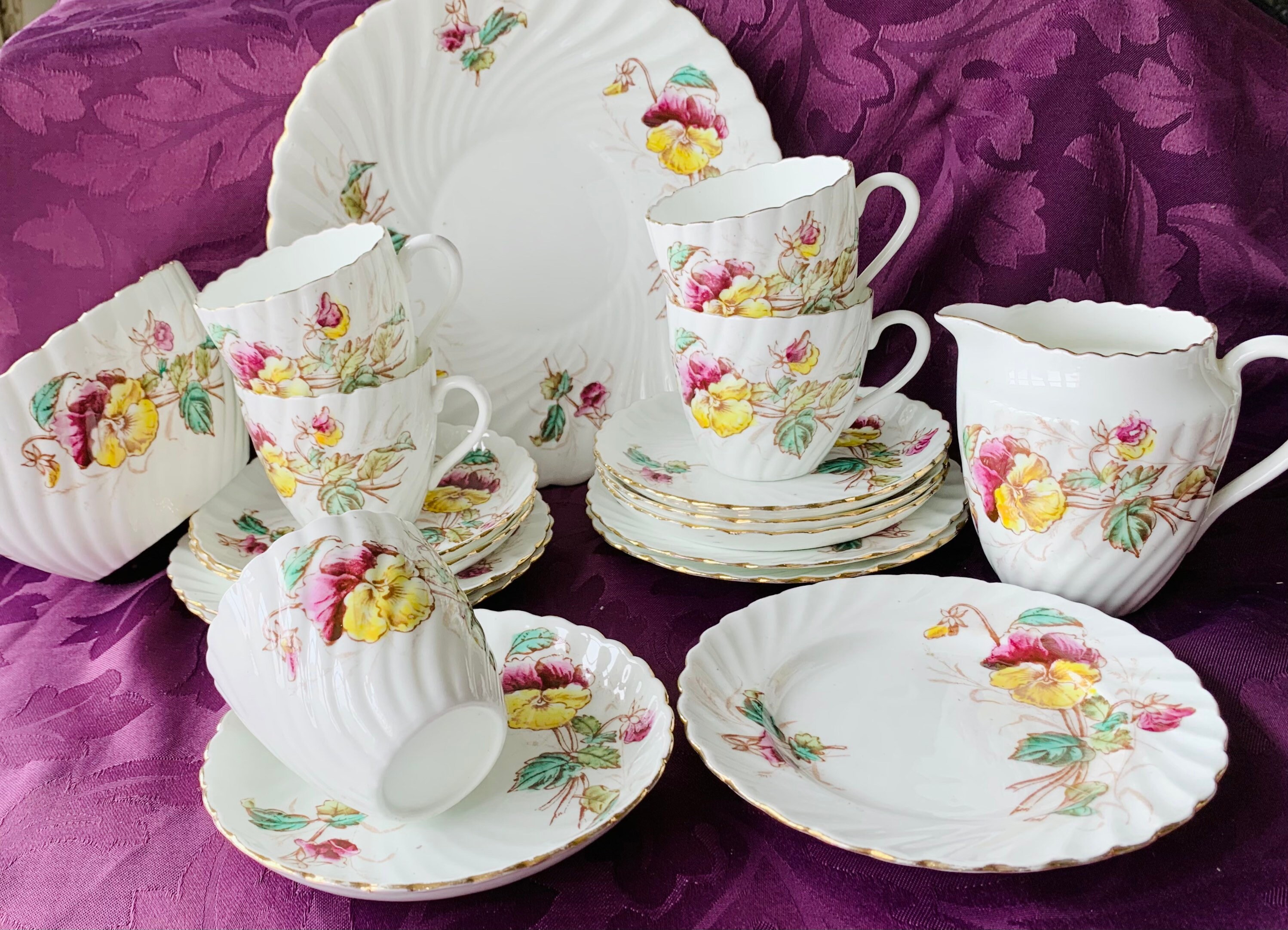 A beautiful and unusual antique fine bone china tea set with Etsy