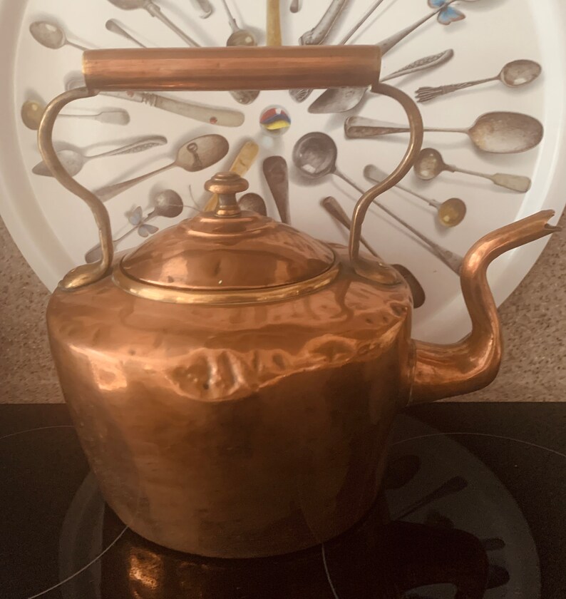 A Large Antique Copper Kettle With Brass Accents. C1800s. Etsy UK