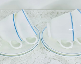 Antikes Wedgwood Bone China Tee-Set: Blau & Weiß, c1920