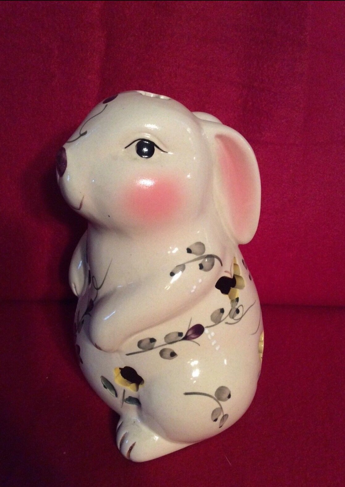 Bunny Rabbit Tea Light Candle Holder Ceramic W/ Floral Cutouts Etsy