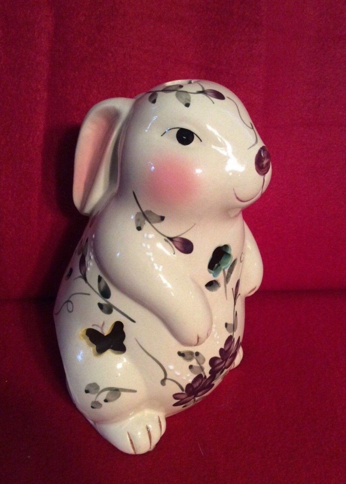 Bunny Rabbit Tea Light Candle Holder Ceramic W/ Floral Cutouts Etsy