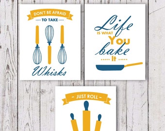 Set of 3 Kitchen Wall art, Kitchen print