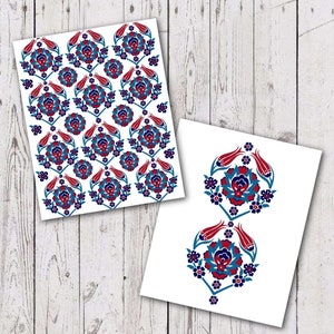 Set of 2 Turkish Folk art Inspired floral pattern - Poster print